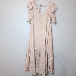 HYFVE Pinkish Cream Eyelet Maxi Dress